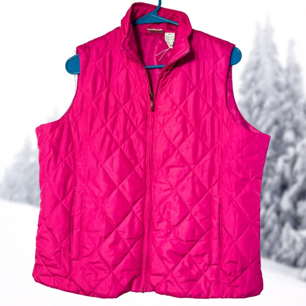 Hot Pink Puffer Vest | Mountain Lake Ski Vest | Size PL | Quilted Vest